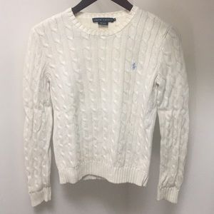 white cable knit sweater ralph lauren
